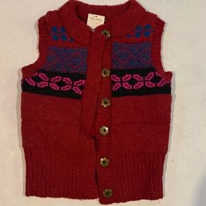 Free People Wool Blend Sweater Vest size S Red, blue, pink